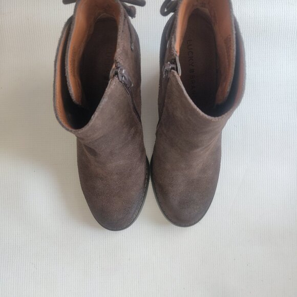 Lucky Brand Yamina Wedge Bootie in Java Brown Suede - Picture 5 of 10